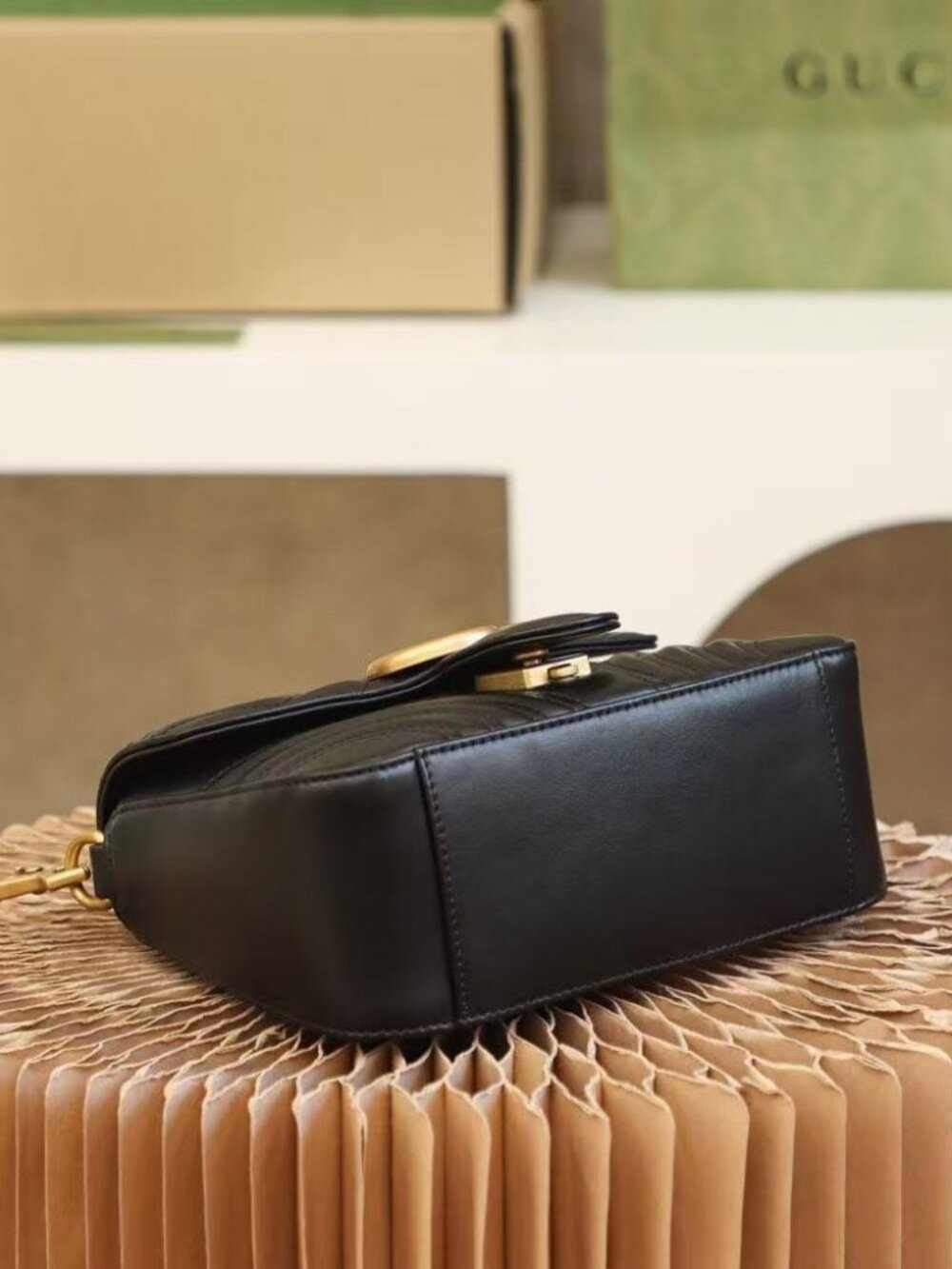 Authentic Gucci GG Marmont Mini Top Handle Bag Black Leather Quilted 547210 with - Picture 7 of 8